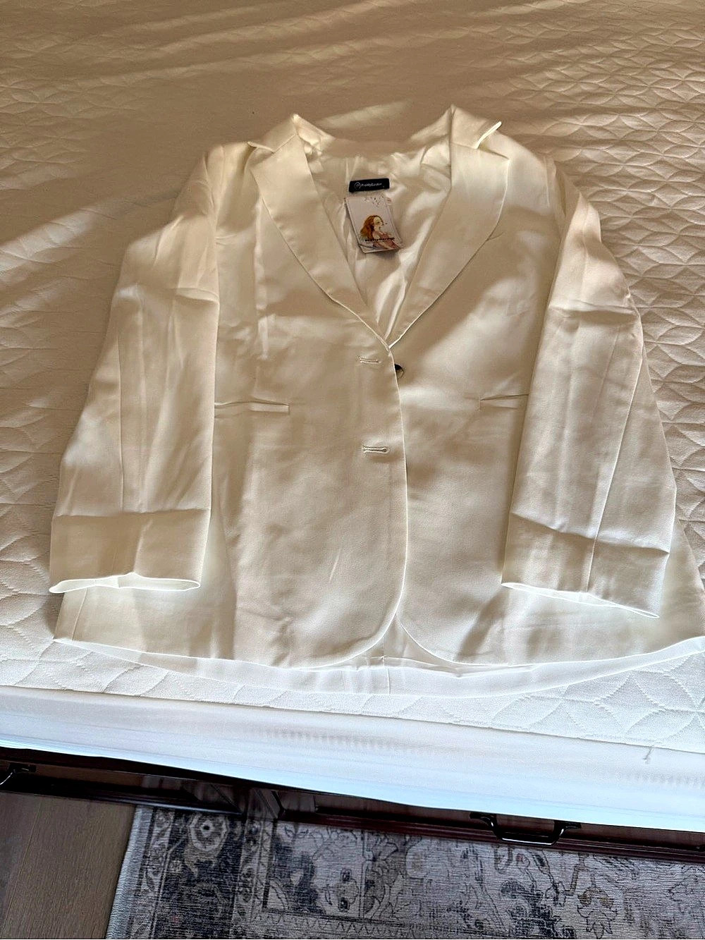 PrettyGarden Women's Casual Notch Lapel Button Work Office Blazer White